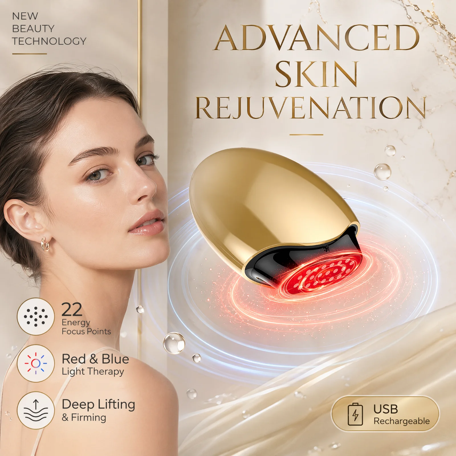 Galvanic Skin Sensor - Collagen Beauty Device Facial Massager LED