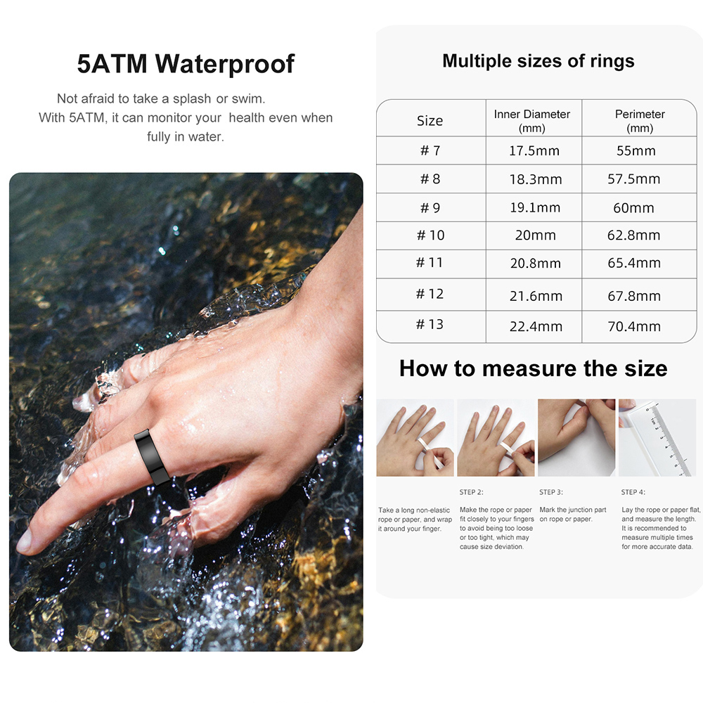 R09 Stainless Steel Smart Ring - Temperature Ring Skin ulasan dan harga