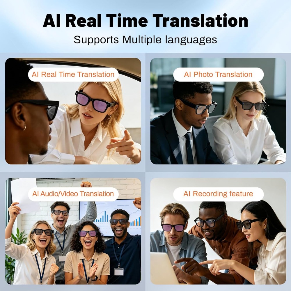 AI Translation, Bluetooth Call - Smart Glasses Lens ulasan dan harga
