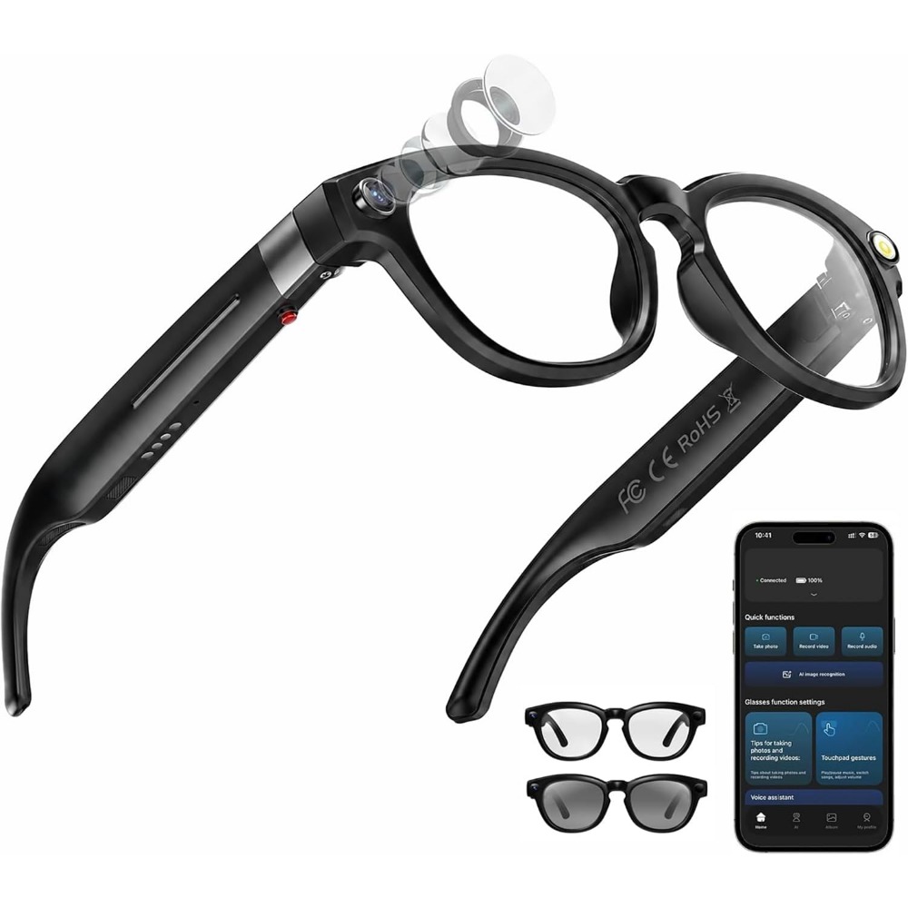 Smart Glasses: 4K Camera, Blue - Smart Glasses Lens ulasan dan harga
