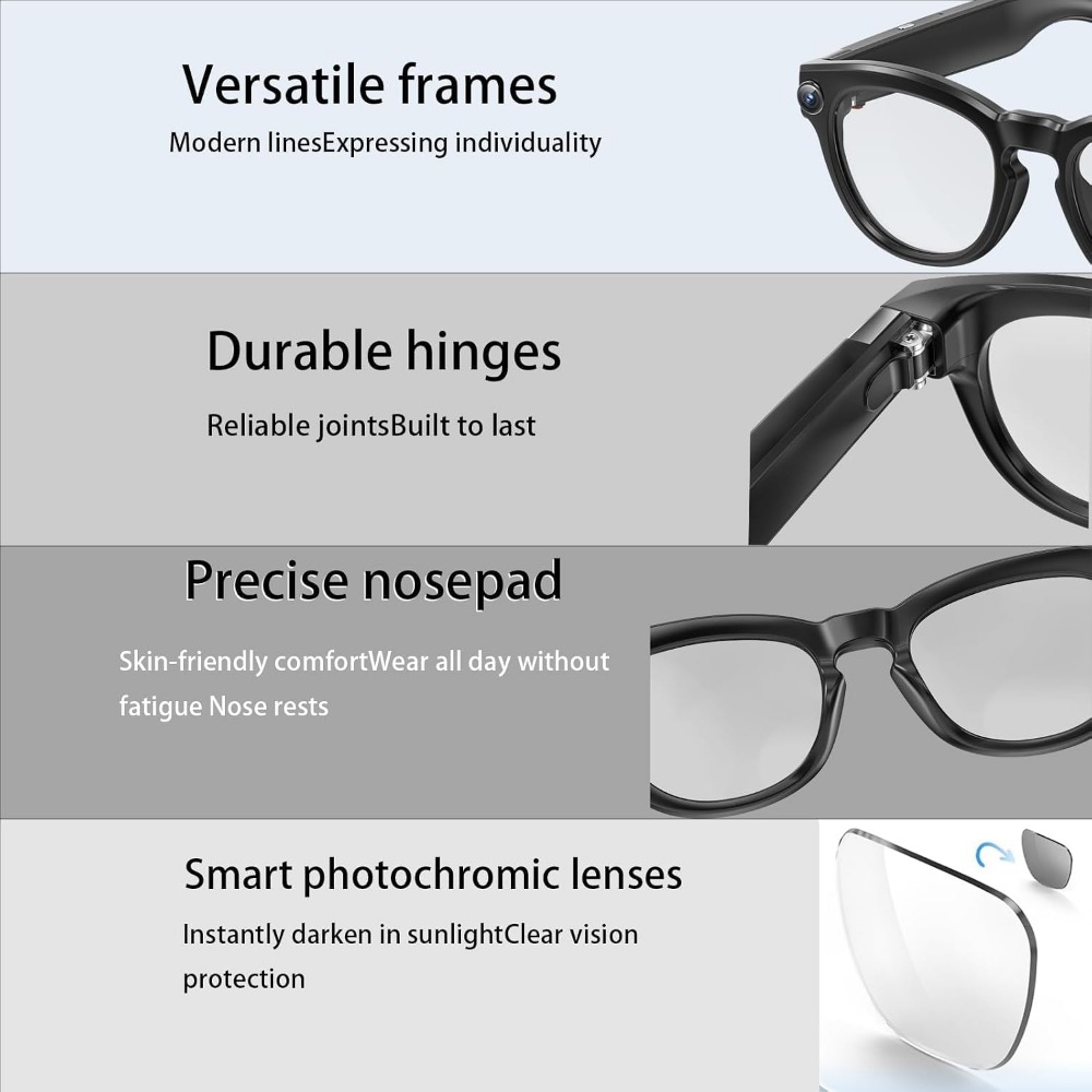 Smart Glasses: 4K Camera, Blue - Smart Glasses Lens ulasan dan harga